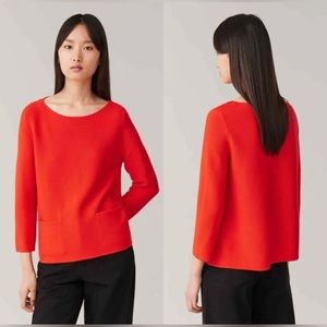 COS 100% cotton red sweater pockets size small S